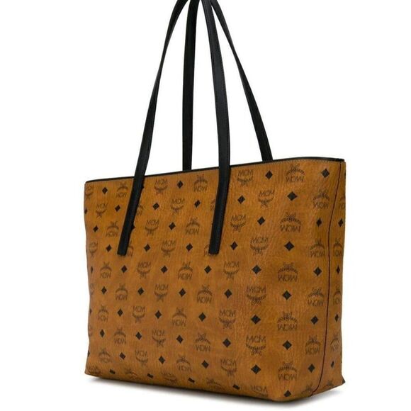 $780 MCM Cognac Brown Monogram Visetos Medium Shopper Tote Bag - Picture 2 of 5